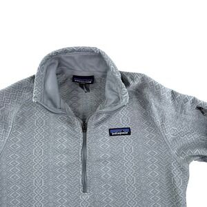 Patagonia Better Sweater Womens M Half Zip Frozen Jacquard Salt Gray Pullover